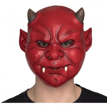 Máscara de Demonio Rojo con Colmillos - Máscara de Halloween, diseño aterrador, colmillos pronunciados, material ligero y cómodo, ajuste universal para adultos y niños