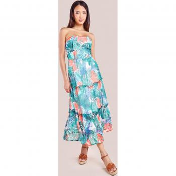 City Goddess Boobtube Printed Maxi Dress - Jungle Print, Multicolour, Size 16 UK