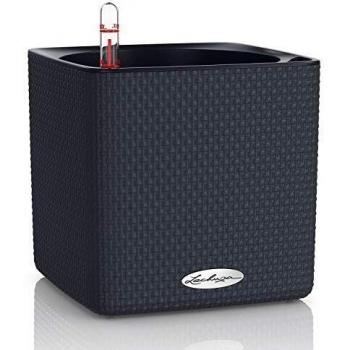 Vaso Autorriego Lechuza Cube Color 16 cm - Gris Pizarra, Polipropileno, Interior/Exterior