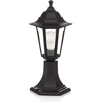 Lámpara de exterior Nane en forma de farol, negra, dimmable, E27, para iluminación de senderos
