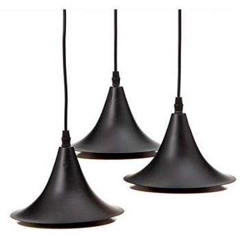 Lámpara de Techo Negro Dorado Ø 18,5 Cm - Suspensión 36 x 36 x 130 cm, material metal