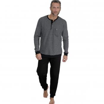 MASSANA - Pijama DE Invierno PUÑOS - Negro, XL