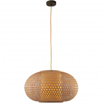 Lámpara colgante Zen de bambú natural y madera con 1 bombilla, dimensiones 60x35cm, marco de alambre