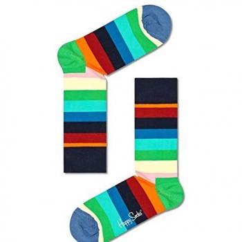 Calcetines a Rayas Happy Socks - Naranja, Rojo Oscuro, Azul Claro, Turquesa, Verde - Talla: 41-46 Unisex Adulto
