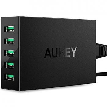 AUKEY Cargador USB 50W / 10A 5 Puertos con Tecnología AiPower para iPhone iPad HTC LG HUAWEI Xiaomi Tableta y más