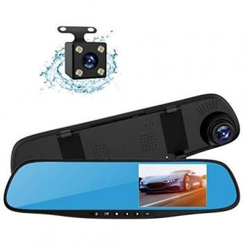Topsale-ycld 4.31080P Dual Lens Car Auto DVR Mirror Dash CAM Recorder + Kit de cámara de visión Trasera