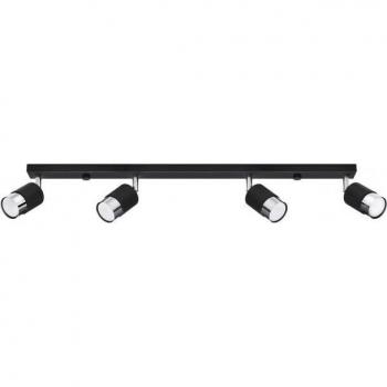 Foco barra Nero Plafón Acero Negro, cromo 4 bombillas 18cm
