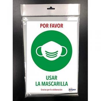 Avery España, Señales Emergencia, Advertencia - USAR LA MASCARILLA, 2Hojas A4