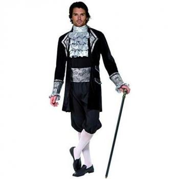 Smiffys-28332M Disfraz Fever de Vampiro Barroco, con Chaqueta, Pantalones, Corbata y fajín, Color Negro, M-Tamaño 38-40