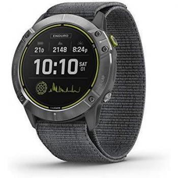 Garmin Enduro, Ultraperformance Multisport GPS Watch with Solar Charging Capabilities, Battery Life Up to 80 Hours in GPS Mode, Steel with Gray UltraFit Nylon Band