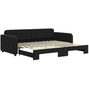 Sofá cama nido terciopelo negro 90x200 cm