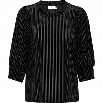 Kaffe Women's Black Loose-Fit Puff Sleeve Blouse Size S