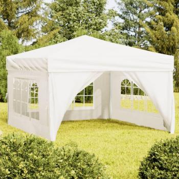 Carpa plegable para fiestas con paredes laterales crema 3x3 m