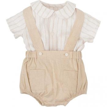 Conjunto de bebé niño a rayas en color beige