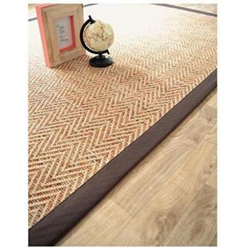 Alfombra Tejida Plana Java Chevron Natural con Trenza de Algodón Marrón - 140 x 200 cm