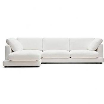 Sofá Gala 4 Plazas con Chaise Longue Izquierdo Blanco de Kave Home - 300 cm, Sofá Gabrielle Reciclado de Natur24 - 300 x 193 x 87 cm