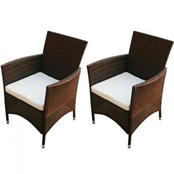 Brown Poly Rattan Garden Chairs (Set of 2)