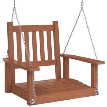 Silla Columpio Jardín Cadenas Metal Madera Abeto Marrón