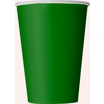 Unique Party- Paquete de 10 vasos de papel, Color verde esmeralda, 355 ml