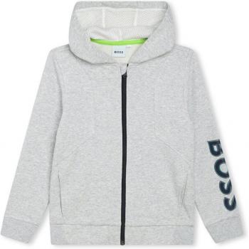 BOSS Kidswear - Sudadera de niño con cremallera y capucha, color azul marino, 100% algodón, diseño moderno con logo bordado en el pecho, puños y cintura elásticos para mayor comodidad