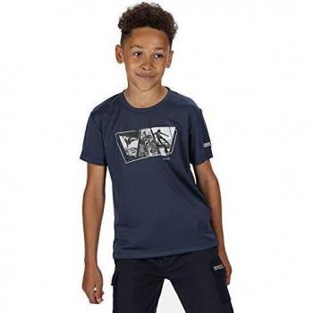 Regatta Alvarado V-Camiseta Deportiva Estampada T-Shirts/Polos/Vests, Niños, Dark Denim, 13 yr