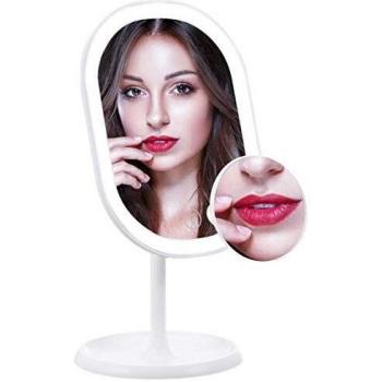 Espejos con luz led para Maquillaje,Espejos con luz led incorporada,Espejos con luz led,Espejo Maquillaje con 3 Modos de Color Rotación de 180° Interruptor de Pantalla Táctil Recargable USB