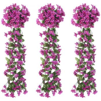 Guirnaldas de flores de Navidad 3 uds morado claro 85 cm