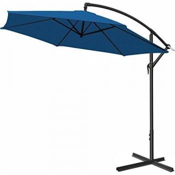Sombrilla de jardín inclinable Ø330cm azul con manivela y protección UV30+ de aluminio