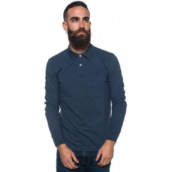 Gant Men's Men's Long Sleeve Blue Polo Shirt In Size L Blue