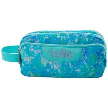 Estuche Escolar TOTTO Agapec Glitter, 3 Compartimentos, Dimensiones 23 x 11.5 x 10.5 cm, Asa Lateral, Tiradores Ergonómicos con PVC, Tejido Resistente,