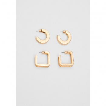 Stradivarius Gold Hoop Earrings Set of 2 OS