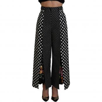 Dolce & Gabbana Multicolor Polka Dots High Waist Pants, Women's Wide Trousers, Size: 2XS/IT38|XS