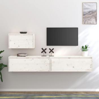 Muebles de soporte de TV 3 piezas de madera maciza de pino blanco