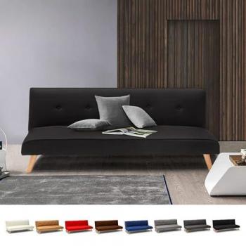 Sofá Cama Moderno de 2 Plazas en Tejido Larimar - Color Negro para Salón y Sala de Estar