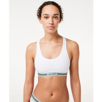 Sujetador deportivo Lacoste para mujer con logotipo blanco