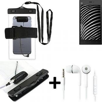 Estuche estanco al agua con entrada de auriculares para Xiaomi Mi 3 + auricular incluido, transparente | Trotar bolsa de playa al aire libre caja brazalete del teléfono caso de cáscara bajo playa - K-S_Trade