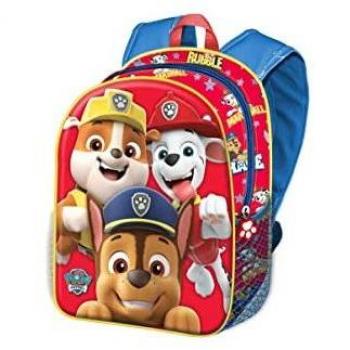 Mochila 3D Patrulla Canina Guys 31Cm Rojo con Diseño de los Personajes de la Serie