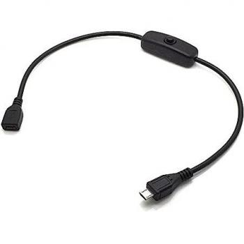 Cable USB 2.0 DC con Interruptor Micro B - 30 cm, Negro