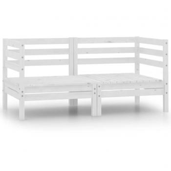 vidaXL Garden Corner Sofas 2 pcs White Solid Pinewood