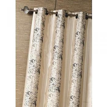 Cortina de Muebles Shantung Bordada Étnica 140 x 260 cm Beige