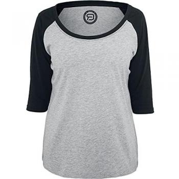R.E.D. by EMP 3/4 Contrast Raglan tee Mujer Camiseta Manga Larga Gris/Negro L