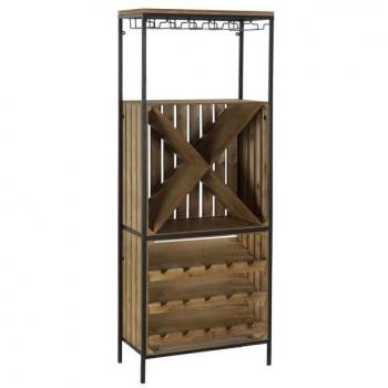Botellero DKD Home Decor Negro Natural Metal Abeto 60 x 30 x 160 cm