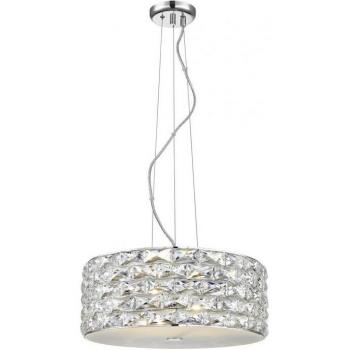 Lámpara colgante Aruba de 5 bombillas, diámetro de 32 cm, cristal cromado, luces LED