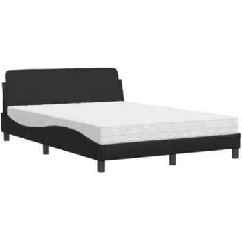 Cama con colchón de cuero sintético negro 140x200 cm vidaXL
