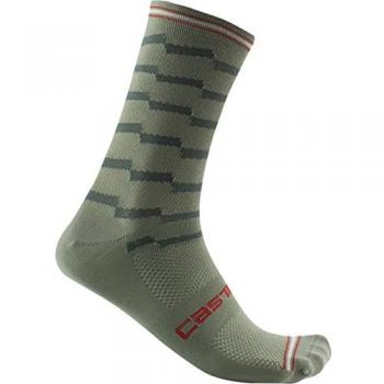 Calcetines Largos Castelli Unlimited 18 Verde Grisáceo - Talla L-XL