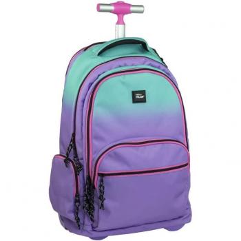 Milan Mochila Escolar Grande con Ruedas 25L Serie Sunset Lila/Turquesa