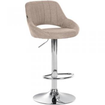 Taburete de bar Milet en tela, giratorio y ajustable en altura, base metálica cromada