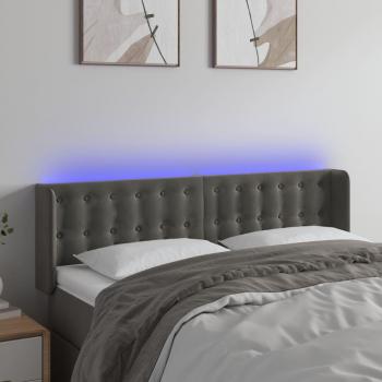 Cabecero LED de terciopelo gris oscuro 147x16x78/88 cm