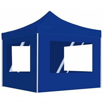 Carpa Plegable Profesional con Paredes de Aluminio Azul 3x3 m