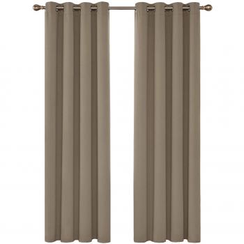 Deconovo Cortinas Opacas con Aislamiento Térmico para Sala de Estar Oficina Hotel Ventanas con Ojales 2 Piezas 140 x 280 cm Caqui